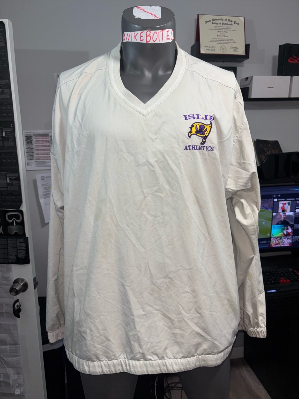Nike Mens Golf Clima Fit V Neck Short Sleeve Jacket Pullover Windbreaker White